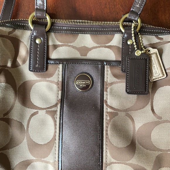 Authentic Coach Signature Stripe Satchel in Brown - Picture 3 of 6